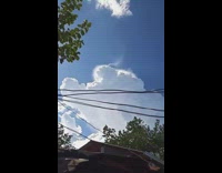 Tail of water or wind moves from the clouds in the sky