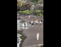 People in white outfit different beach photoshoot