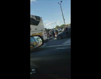 Guy gets arrested near bus 