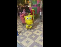 SpongeBob shuffles to music 