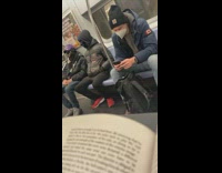 Guy wearing a blue plastic decorated mask as his mask