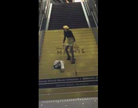 Woman self timer minnie yellow stairs
