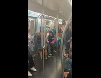 Collab Subway Creatures - Lady gives woman a lap dance on subway ride 