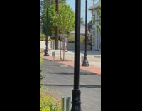 Girl blue dress ride skateboard pregnant photographer