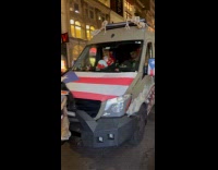 Van with Halloween decorations at the street