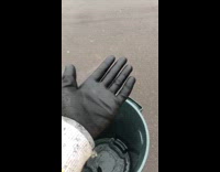 Steam come out from the black gloves