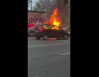 Car on huge fire after electric failure