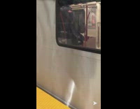 weird woman red hair safety vest