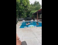 Guy plays volleyball spike ball to roof