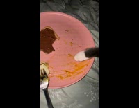Cat tries to steal last bite of food on plate 