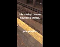 Subway goer drops their airpods onto the middle of the train tracks