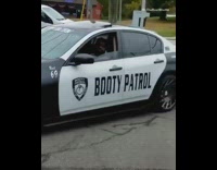 Black and white booty patrol car 