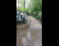 Collab winy - Flood water flow down stairs at park