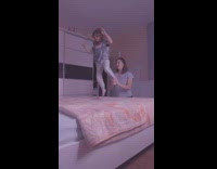 Mom helps daughter do a roll fail