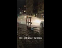Fire hydrant explodes and blasts water at cars on street, "free car wash"