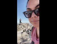 Guy blasts music take selfies hike sunglasses