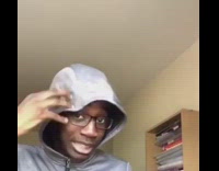 Grey jacket guy jumps says go away