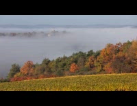 Time lapse mist disappear castle ruins reveal