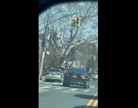 Guy wearing helmet on a tall unicycle riding on the sidewalk 
