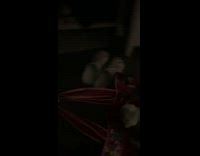 Girl drags white kitten and pink bag