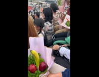 Friends have bouquet of vegetables graduation 