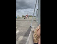 Man rides longboard cartwheel and back dive in success