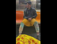 Guy Scratches His Thigh on Subway 