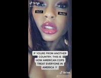 Girl self made face filter american cops 