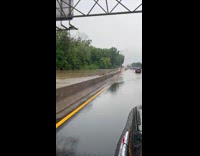 Cross island parkway flooding and overflowing