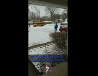 Lousy Weather Blue Jacket Guy Walking down sidewalk slips on snow