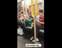 Man wear lots of accessories and lights 