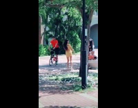 Girl yellow dress dance conga park tiktok