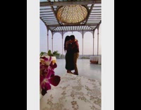 Couple slow dance waltz restaurant patio sunset 