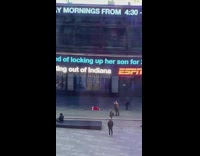 Collab Subway Creatures - Girl wearing santa costume rolls around ground 