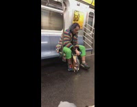woman in rainbow costume and hair