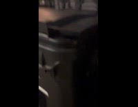 Guy opens trash bin with rat inside