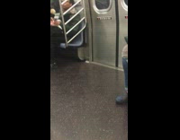 Man eats chocolate ice cream out of the container on subway train #BluePointWhatTheL