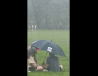 New Yorkers hanging out at central park during storm