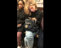 Heidi Gardner doppleganger lookalike on subway train 
