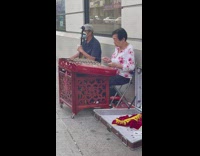 Couple Elderly Plays Music Instrument in Public