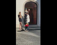 Black dress red heels girl guy mannequins 