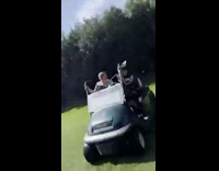 Golf cart roof gets detached 