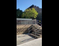 Biker stunt jump from stairs land on street