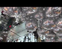 Building deck filled with metallic balls float