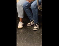 Random guys wears same shoes on train