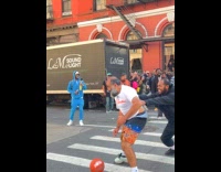 Guys play basketball in middle of street part 2
