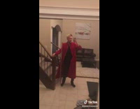 Collab BitchIG2 - Guy wearing red long coat  he took from mom