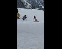 Man almost nude photoshoot in the snow