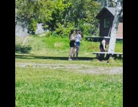 Three girls put sunglasses dance tiktok backyard