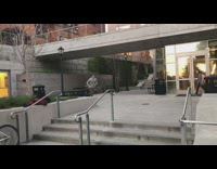 Grey Hoodie Kid Tries to Do Sideflip on Concrete Steps Lands On Barrier